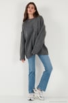 Regular Fit Bisiklet Yaka Basic 2'li Paket Triko Kadın Kazak 4616213S2 Antrasit-Taş