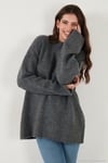 Regular Fit Bisiklet Yaka Basic 2'li Paket Triko Kadın Kazak 4616213S2 Antrasit-Taş