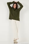 Regular Fit Bisiklet Yaka Basic 2'li Paket Triko Kadın Kazak 4616213S2 Bebe Mavi-Haki