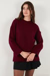 Regular Fit Bisiklet Yaka Basic 2'li Paket Triko Kadın Kazak 4616213S2 Bebe Mavi-Bordo