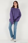 Regular Fit Bisiklet Yaka Basic Triko Kadın Kazak 4616213 MOR