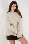 Regular Fit Bisiklet Yaka Basic Triko Kadın Kazak 4616213 TAŞ