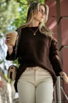Regular Fit Bisiklet Yaka Basic Triko Kadın Kazak 4616213 KAHVE