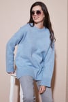 Regular Fit Bisiklet Yaka Basic Triko Kadın Kazak 4616213 BEBE MAVİ