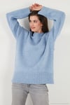 Regular Fit Bisiklet Yaka Basic Triko Kadın Kazak 4616213 BEBE MAVİ
