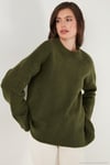Regular Fit Bisiklet Yaka Basic Triko Kadın Kazak 4616213 HAKİ
