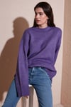 Regular Fit Bisiklet Yaka Basic Triko Kadın Kazak 4616213 MOR