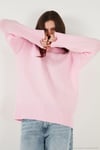 Regular Fit Bisiklet Yaka Basic Triko Kadın Kazak 4616213 TOZ PEMBE