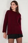 Regular Fit Bisiklet Yaka Basic Triko Kadın Kazak 4616213 BORDO
