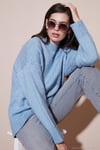 Regular Fit Bisiklet Yaka Basic Triko Kadın Kazak 4616213 BEBE MAVİ