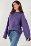 Regular Fit Bisiklet Yaka Basic Triko Kadın Kazak 4616213 MOR