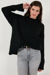 Regular Fit Bisiklet Yaka Basic Triko Kadın Kazak 4616213 SİYAH