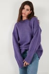 Regular Fit Bisiklet Yaka Basic Triko Kadın Kazak 4616213 MOR
