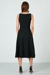 Regular Fit Bisiklet Yaka Cepli Pileli Midi Boy Abiye ve Mezuniyet Kadın Elbise 6111963 SİYAH