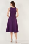 Regular Fit Bisiklet Yaka Cepli Pileli Midi Boy Abiye ve Mezuniyet Kadın Elbise 6111963 MOR