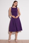 Regular Fit Bisiklet Yaka Cepli Pileli Midi Boy Abiye ve Mezuniyet Kadın Elbise 6111963 MOR