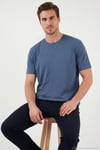 Regular Fit Bisiklet Yaka Erkek T Shirt 5902985 İNDİGO