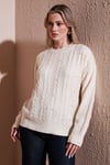 Regular Fit Bisiklet Yaka İnci Detaylı Kadın Kazak 25K0144K1 EKRU