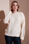 Regular Fit Bisiklet Yaka İnci Detaylı Kadın Kazak 25K0144K1 EKRU