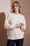 Regular Fit Bisiklet Yaka İnci Detaylı Kadın Kazak 25K0144K1 EKRU