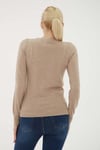 Regular Fit Bisiklet Yaka Kadın Kazak 25K0777K1 Vizon Melanj