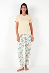 Regular Fit Bisiklet Yaka Kısa Kollu Kadın Pijama Takımı 65770105 SARI
