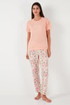 Regular Fit Bisiklet Yaka Kısa Kollu Kadın Pijama Takımı 65770105 SOMON