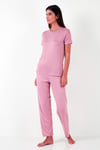 Regular Fit Bisiklet Yaka Kısa Kollu Kadın Pijama Takımı 65750107 PUDRA