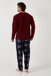 Regular Fit Bisiklet Yaka Kışlık Yumuşak Dokulu Polar Erkek Pijama Takımı 6096100 BORDO