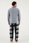 Regular Fit Bisiklet Yaka Kışlık Yumuşak Dokulu Polar Erkek Pijama Takımı 6096100 GRİ
