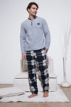 Regular Fit Bisiklet Yaka Kışlık Yumuşak Dokulu Polar Erkek Pijama Takımı 6096100 GRİ