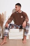Regular Fit Bisiklet Yaka Kışlık Yumuşak Dokulu Polar Erkek Pijama Takımı 6096100 CAMEL