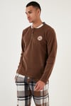 Regular Fit Bisiklet Yaka Kışlık Yumuşak Dokulu Polar Erkek Pijama Takımı 6096100 CAMEL