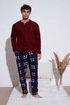 Regular Fit Bisiklet Yaka Kışlık Yumuşak Dokulu Polar Erkek Pijama Takımı 6096100 BORDO