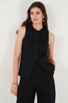 Regular Fit Bisiklet Yaka Kolsuz Düğmeli Basic Bluz Kadın Yelek 65200004 SİYAH