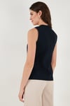 Regular Fit Bisiklet Yaka Kolsuz Düğmeli Basic Bluz Kadın Yelek 65200004 LACİVERT
