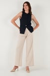 Regular Fit Bisiklet Yaka Kolsuz Düğmeli Basic Bluz Kadın Yelek 65200004 LACİVERT