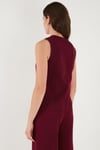 Regular Fit Bisiklet Yaka Kolsuz Düğmeli Basic Bluz Kadın Yelek 65200004 BORDO