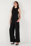 Regular Fit Bisiklet Yaka Kolsuz Düğmeli Basic Bluz Kadın Yelek 65200004 SİYAH