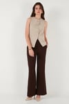 Regular Fit Bisiklet Yaka Kolsuz Düğmeli Basic Bluz Kadın Yelek 65200004 TAŞ