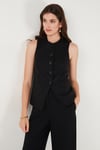 Regular Fit Bisiklet Yaka Kolsuz Düğmeli Basic Bluz Kadın Yelek 65200004 SİYAH