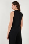 Regular Fit Bisiklet Yaka Kolsuz Düğmeli Basic Bluz Kadın Yelek 65200004 SİYAH