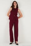 Regular Fit Bisiklet Yaka Kolsuz Düğmeli Basic Bluz Kadın Yelek 65200004 BORDO