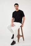Regular Fit Bisiklet Yaka OYSHO Kumaş Erkek T Shirt 5904091 SİYAH