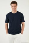 Regular Fit Bisiklet Yaka OYSHO Kumaş Erkek T Shirt 5904091 İNDİGO