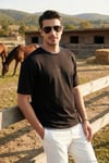 Regular Fit Bisiklet Yaka OYSHO Kumaş Erkek T Shirt 5904091 SİYAH