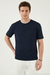 Regular Fit Bisiklet Yaka OYSHO Kumaş Erkek T Shirt 5904091 İNDİGO