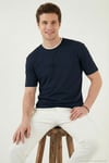 Regular Fit Bisiklet Yaka OYSHO Kumaş Erkek T Shirt 5904091 İNDİGO