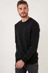 Regular Fit Bisiklet Yaka Pamuklu Erkek Sweat 5905313 SİYAH