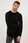 Regular Fit Bisiklet Yaka Pamuklu Erkek Kazak 6353420 SİYAH